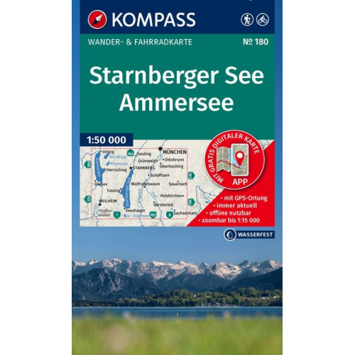 KOMPASS Wanderkarte 180 Starnberger See, Ammersee 1:50.000