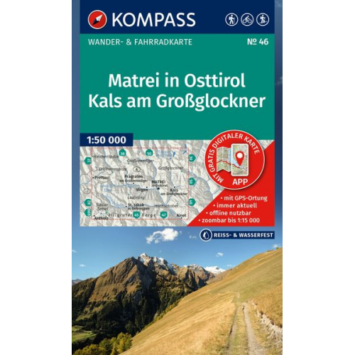 KOMPASS Wanderkarte 46 Matrei in Osttirol, Kals am Großglockner 1:50.000