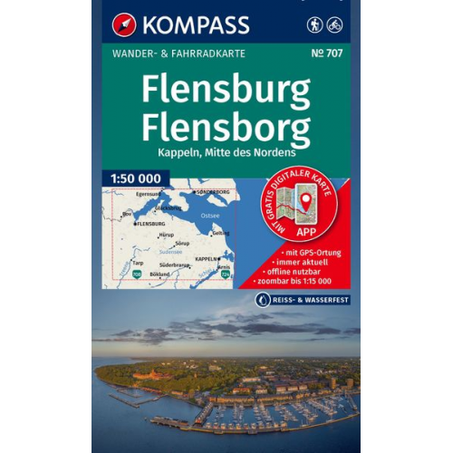 KOMPASS Wanderkarte 707 Flensburg / Flensborg - Kappeln 1:50.000