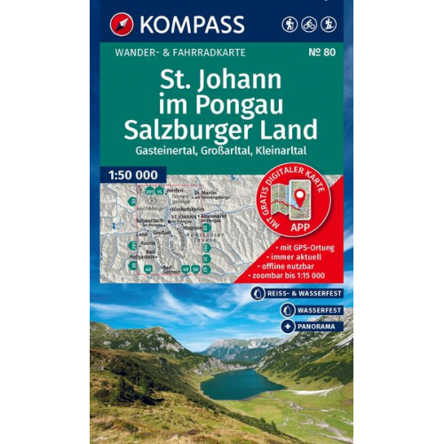 KOMPASS Wanderkarte 80 St. Johann im Pongau, Salzburger Land 1:50.000