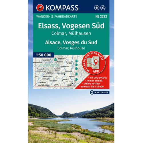 KOMPASS Wanderkarten-Set 2222 Elsass, Vogesen Süd / Alsace, Vosges du Sud, Colmar, Mülhausen / Mulhouse (2 Karten) 1:50.000