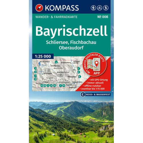 KOMPASS Wanderkarte 008 Bayrischzell, Schliersee, Fischbachau, Oberaudorf 1:25.000