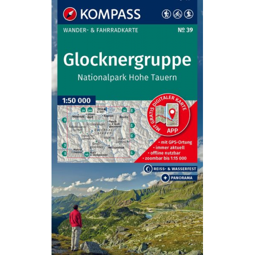 KOMPASS Wanderkarte 39 Glocknergruppe, Nationalpark Hohe Tauern 1:50.000