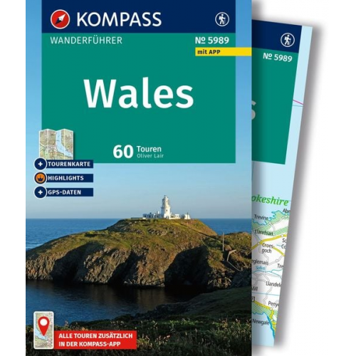 KOMPASS Wanderführer Wales, 60 Touren mit Extra-Tourenkarte