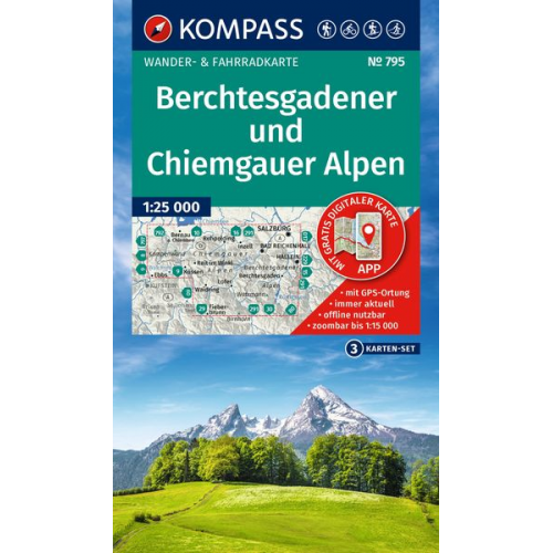 KOMPASS Wanderkarten-Set 795 Berchtesgadener und Chiemgauer Alpen (3 Karten) 1:25.000