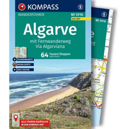 Astrid Sturm - KOMPASS Wanderführer Algarve mit Fernwanderweg Via Algarviana, 64 Touren / Etappen mit Extra-Tourenkarte