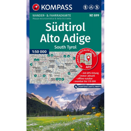 KOMPASS Wanderkarten-Set 699 Südtirol / Alto Adige / South Tyrol (4 Karten) 1:50.000