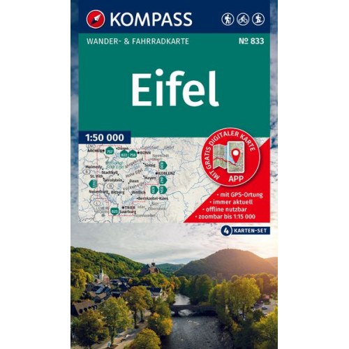 KOMPASS Wanderkarten-Set 833 Eifel (4 Karten) 1:50.000