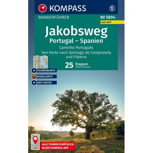 Robert Schwänz - KOMPASS Wanderführer Jakobsweg Portugal – Spanien, 25 Etappen mit Extra-Tourenkarte