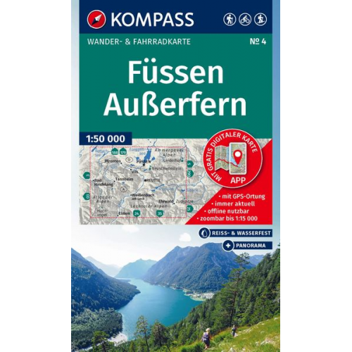 KOMPASS Wanderkarte 4 Füssen, Außerfern 1:50.000