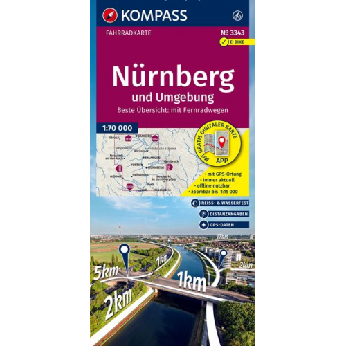 KOMPASS Fahrradkarte 3343 Nürnberg und Umgebung 1:70.000