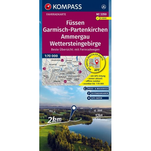 KOMPASS Fahrradkarte 3350 Füssen, Garmisch-Partenkirchen, Ammergau, Wettersteingebirge 1:70.000