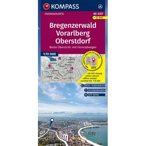 KOMPASS Fahrradkarte 3357 Bregenzerwald, Vorarlberg, Oberstdorf 1:70.000