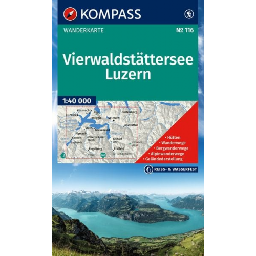 KOMPASS Wanderkarte 116 Vierwaldstättersee, Luzern 1:40.000