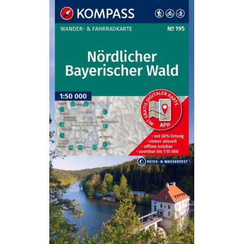 KOMPASS Wanderkarte 195 Nördlicher Bayerischer Wald 1:50.000