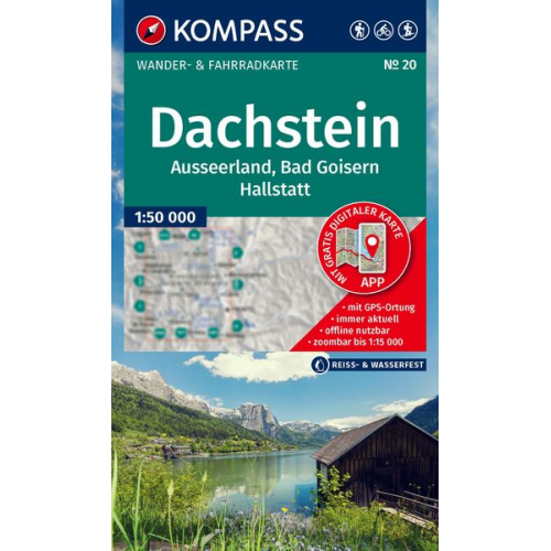 KOMPASS Wanderkarte 20 Dachstein, Ausseerland, Bad Goisern, Hallstatt 1:50.000