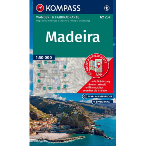 KOMPASS Wanderkarte 234 Madeira 1:50.000