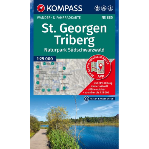 KOMPASS Wanderkarte 885 St. Georgen, Triberg, Naturpark Südschwarzwald 1:25.000