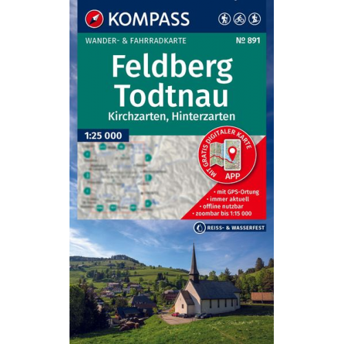 KOMPASS Wanderkarte 891 Feldberg, Todtnau, Kirchzarten, Hinterzarten 1:25.000