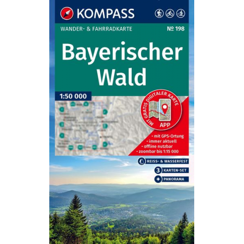 KOMPASS Wanderkarten-Set 198 Bayerischer Wald (3 Karten) 1:50.000