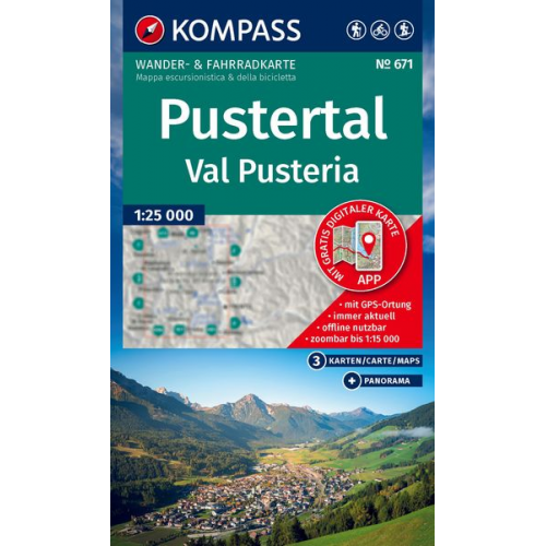 KOMPASS Wanderkarten-Set 671 Pustertal / Val Pusteria (3 Karten) 1:25.000