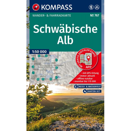 KOMPASS Wanderkarten-Set 767 Schwäbische Alb (4 Karten) 1:50.000