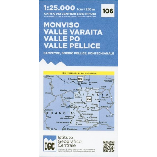 IGC Italien 1 : 25 000 Wanderkarte 106 Monviso