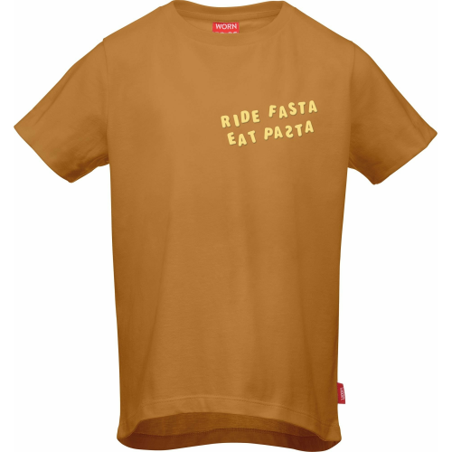 WOOM T-Shirt RIDE FASTA EAT PASTA 140/150 brown