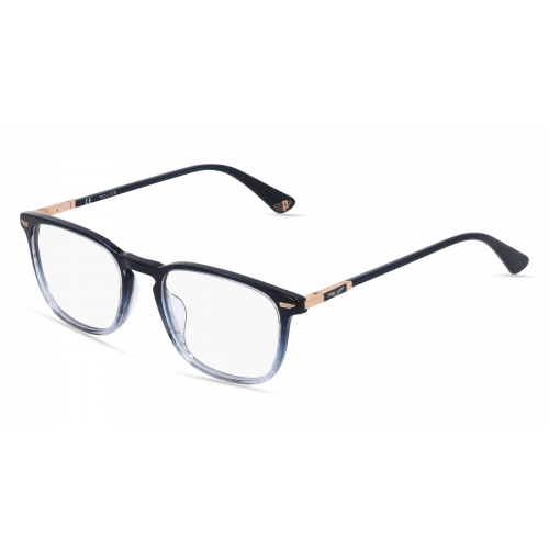 Police VPLF 81 Herren-Brille inkl. Gläser Vollrand Eckig Acetat-Gestell 52mm/19mm/145mm, Blau