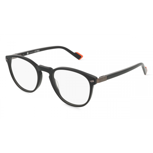 Sting VST502 Unisex-Brille inkl. Gläser Vollrand Panto Acetat-Gestell 50mm/21mm/140mm, Schwarz