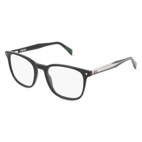 Levi’s 108638 Herren-Brille inkl. Gläser Vollrand Eckig Acetat-Gestell 43mm/19mm/145mm, Schwarz