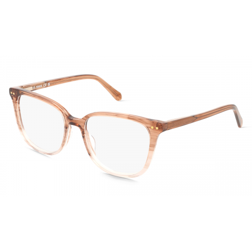 Fossil 108793 Damen-Brille inkl. Gläser Vollrand Eckig Acetat-Gestell 43mm/17mm/140mm, Beige