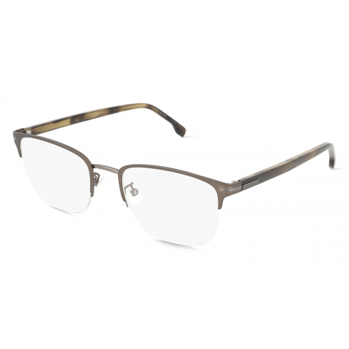 Boss 108918 Herren-Brille inkl. Gläser Halbrand Eckig Edelstahl-Gestell 42mm/21mm/150mm, Silber