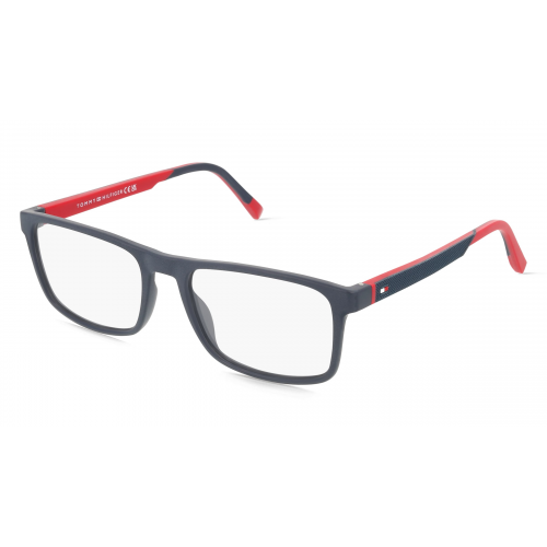 Tommy Hilfiger 108823 Herren-Brille inkl. Gläser Vollrand Eckig Kunststoff-Gestell 39mm/18mm/145mm, Blau