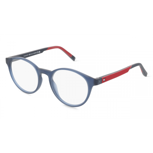 Tommy Hilfiger 108836 Herren-Brille inkl. Gläser Vollrand Panto Kunststoff-Gestell 44mm/19mm/145mm, Blau