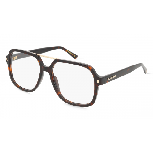 Dsquared2 108861 Herren-Brille inkl. Gläser Vollrand Eckig Acetat-Gestell 50mm/16mm/145mm, Havanna