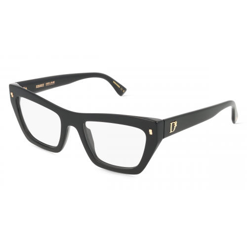 Dsquared2 108868 Damen-Brille inkl. Gläser Vollrand Eckig Acetat-Gestell 37mm/20mm/145mm, Schwarz