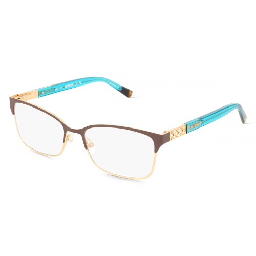 Missoni 108958 Damen-Brille inkl. Gläser Vollrand Eckig Edelstahl-Gestell 36mm/16mm/140mm, Braun