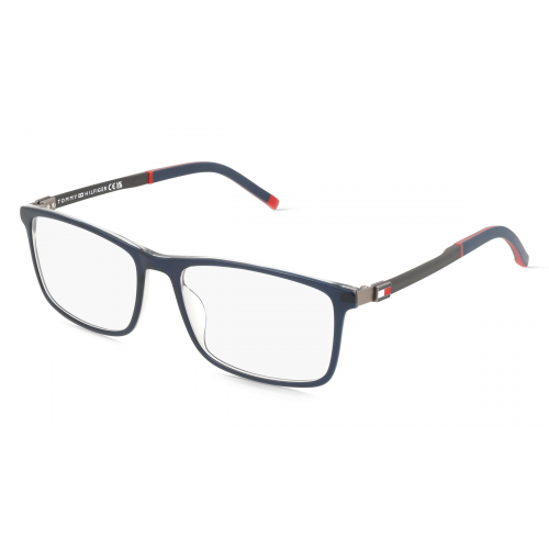 Tommy Hilfiger 108895 Herren-Brille inkl. Gläser Vollrand Eckig Acetat-Gestell 39mm/17mm/145mm, Blau