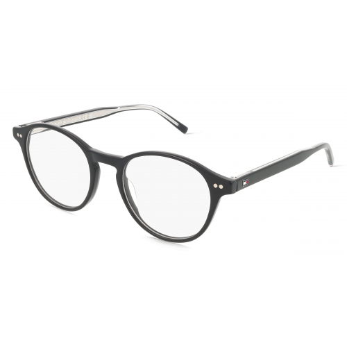 Tommy Hilfiger 108943 Herren-Brille inkl. Gläser Vollrand Panto Acetat-Gestell 46mm/20mm/150mm, Schwarz