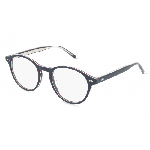 Tommy Hilfiger 108943 Herren-Brille inkl. Gläser Vollrand Panto Acetat-Gestell 46mm/20mm/150mm, Blau