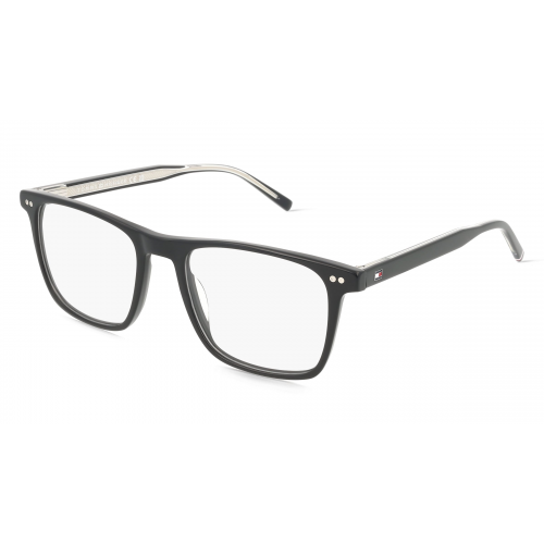 Tommy Hilfiger 108945 Herren-Brille inkl. Gläser Vollrand Eckig Acetat-Gestell 43mm/19mm/150mm, Schwarz