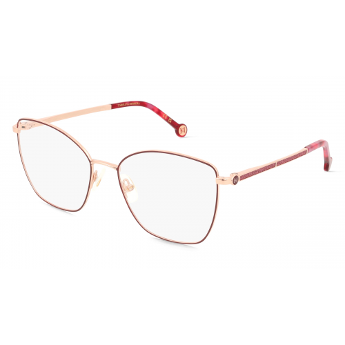 Carolina Herrera 109057 Damen-Brille inkl. Gläser Vollrand Butterfly Edelstahl-Gestell 48mm/17mm/140mm, Rot