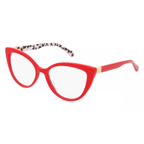 Moschino 101132 Damen-Brille inkl. Gläser Vollrand Cateye Acetat-Gestell 54mm/17mm/140mm, Rot