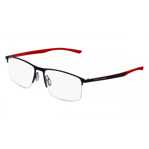 Porsche Design 8752 Unisex-Brille inkl. Gläser Halbrand Rechteckig Metall-Gestell 57mm/17mm/145mm, Schwarz