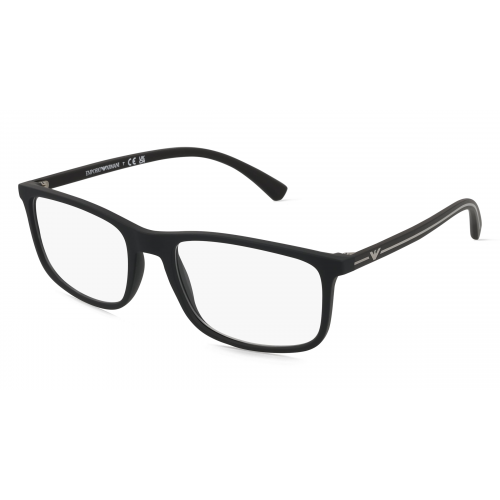 Emporio Armani EA3135 Herren-Brille inkl. Gläser Vollrand Rechteckig Kunststoff-Gestell 55mm/18mm/140mm, Schwarz