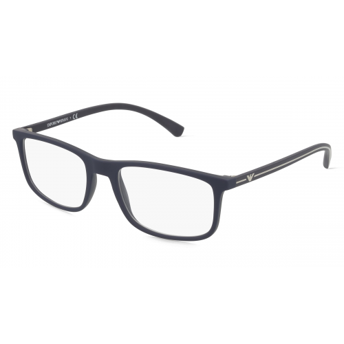 Emporio Armani EA3135 Herren-Brille inkl. Gläser Vollrand Rechteckig Kunststoff-Gestell 53mm/18mm/140mm, Blau