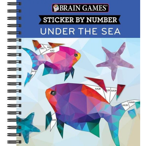 Publications International Ltd New Seasons Brain Games - Brain Games - Sticker by Number: Under the Sea - 2 Books in 1 (42 Images to Sticker)