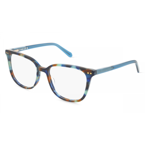 Fossil 108793 Damen-Brille inkl. Gläser Vollrand Eckig Acetat-Gestell 43mm/17mm/140mm, Grau