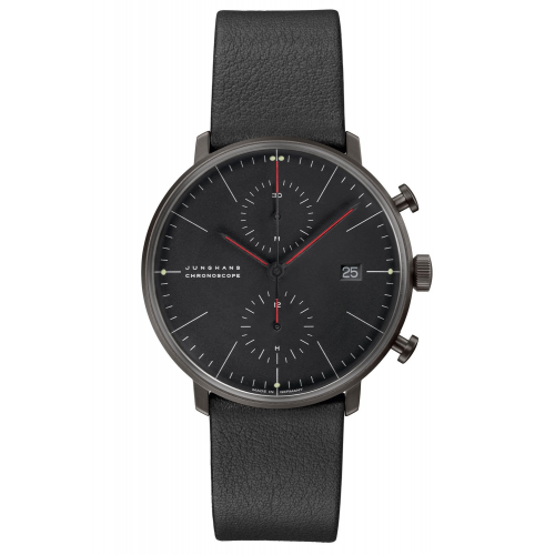 Junghans 27/4409.02 max bill Chronoscope Bauhaus Herrenuhr Schwarz